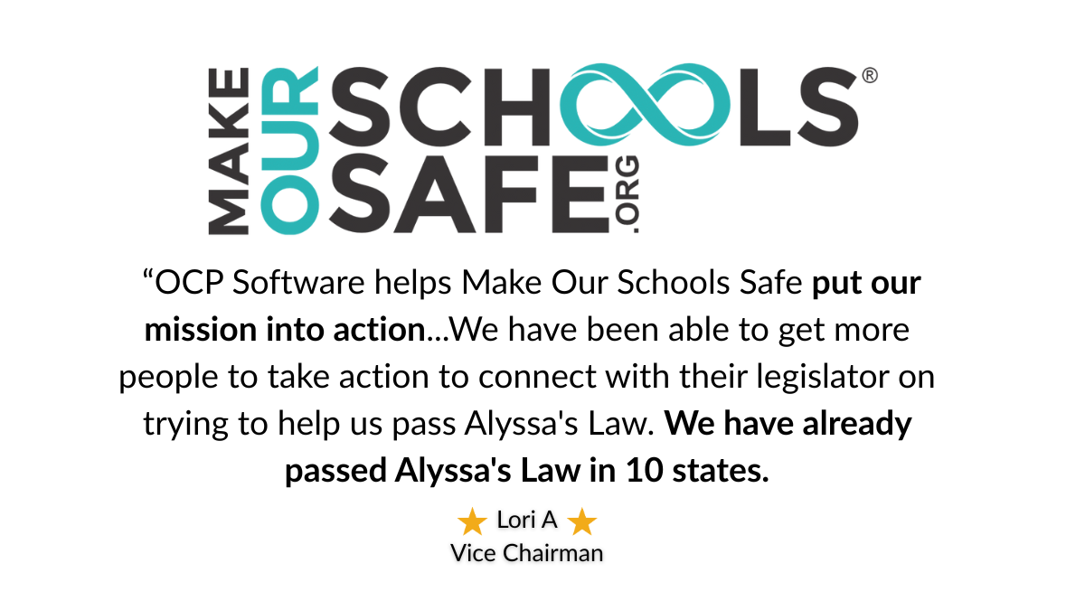 Make Our Schools Safe testimonial for One Click Politics
