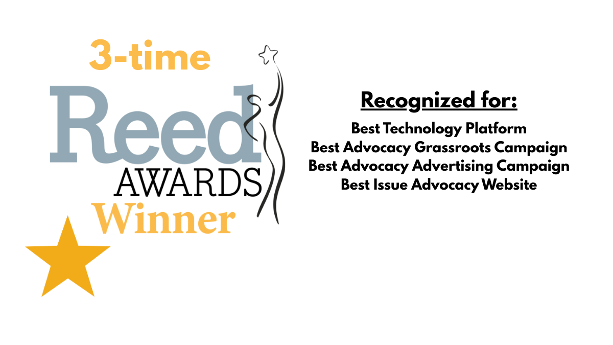 3x Reed Awards winner testimonial for One Click Politics advocacy software